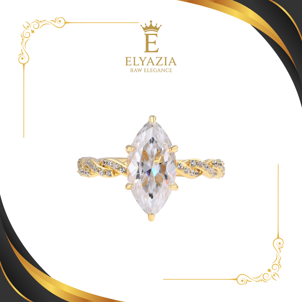 Marquise Cut Moissanite Engagement Ring | 3.0CT D Color VVS1 | 925 Sterling Silver