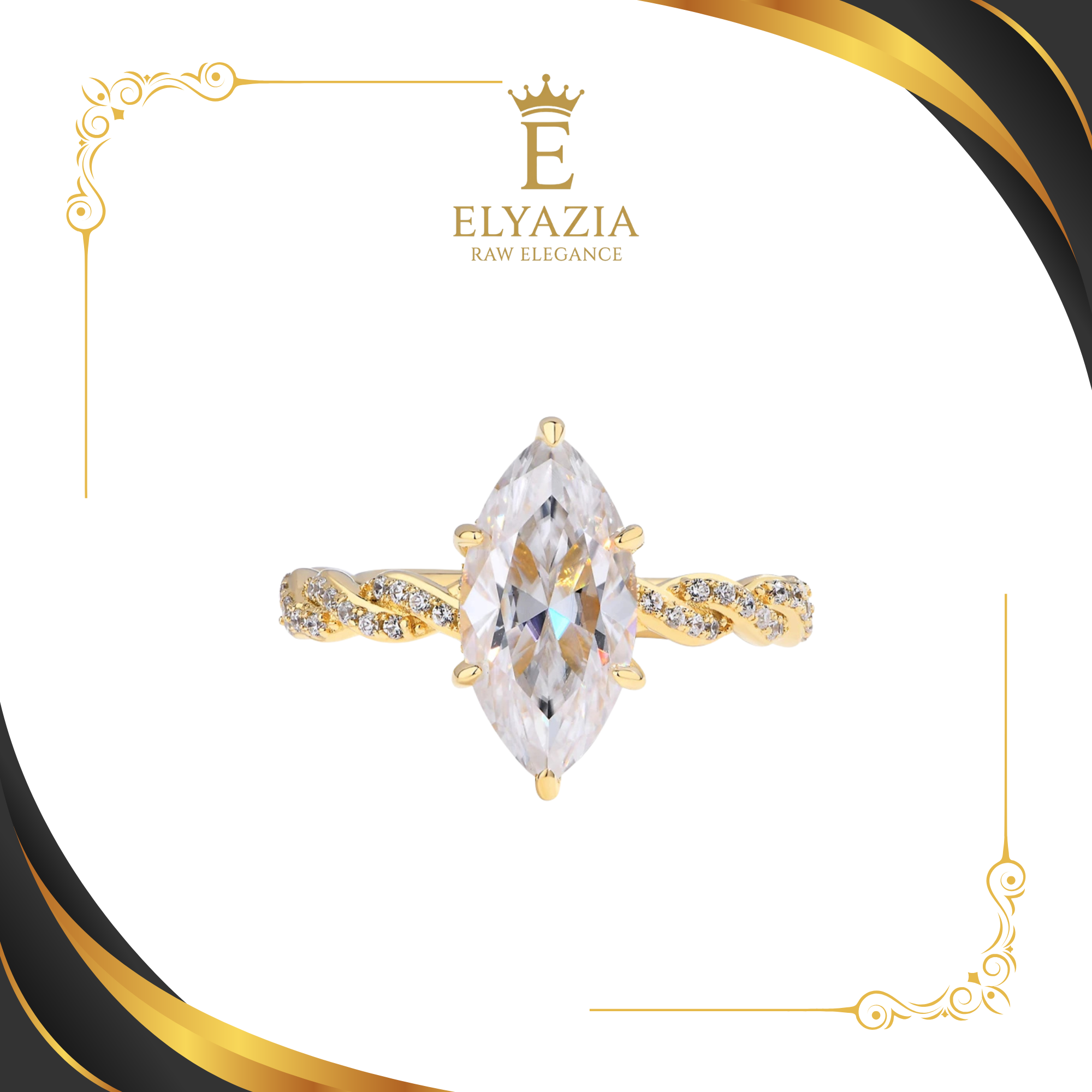 Marquise Cut Moissanite Engagement Ring | 3.0CT D Color VVS1 | 925 Sterling Silver