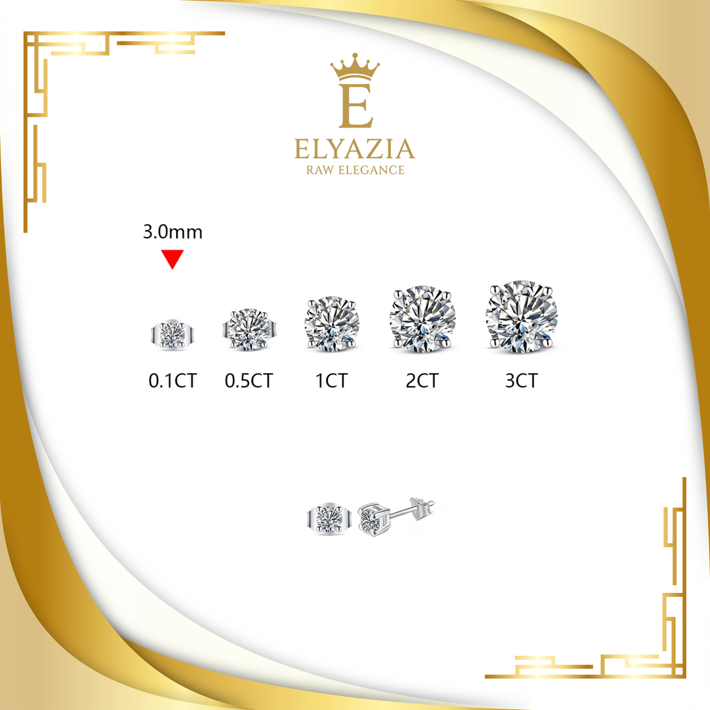 Moissanite Stud Earrings for Women – D Color VVS1 | Sterling Silver & Gold | ELYAZIA