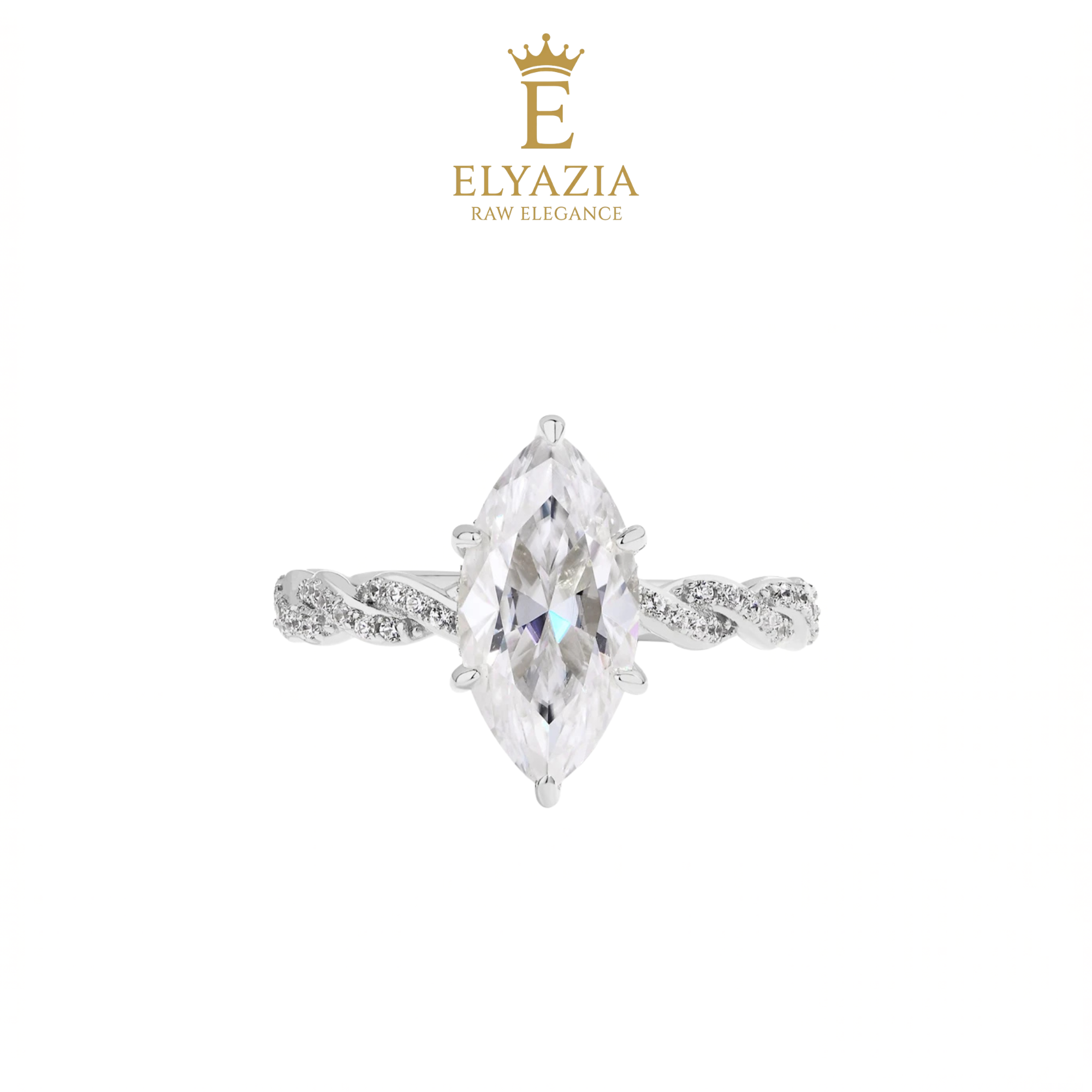 Marquise Cut Moissanite Engagement Ring | 3.0CT D Color VVS1 | 925 Sterling Silver