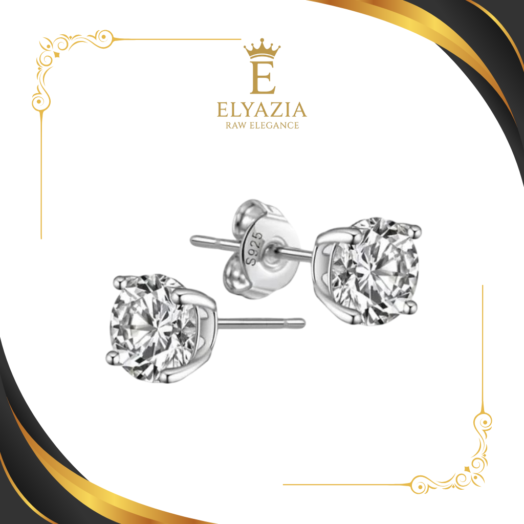 Moissanite Stud Earrings for Women – D Color VVS1 | Sterling Silver & Gold | ELYAZIA