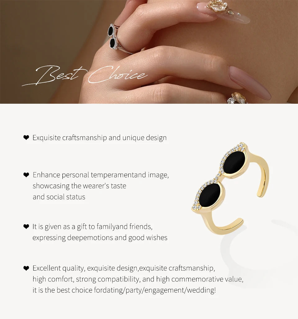 Moissanite Mini Glasses Ring - 925 Sterling Silver