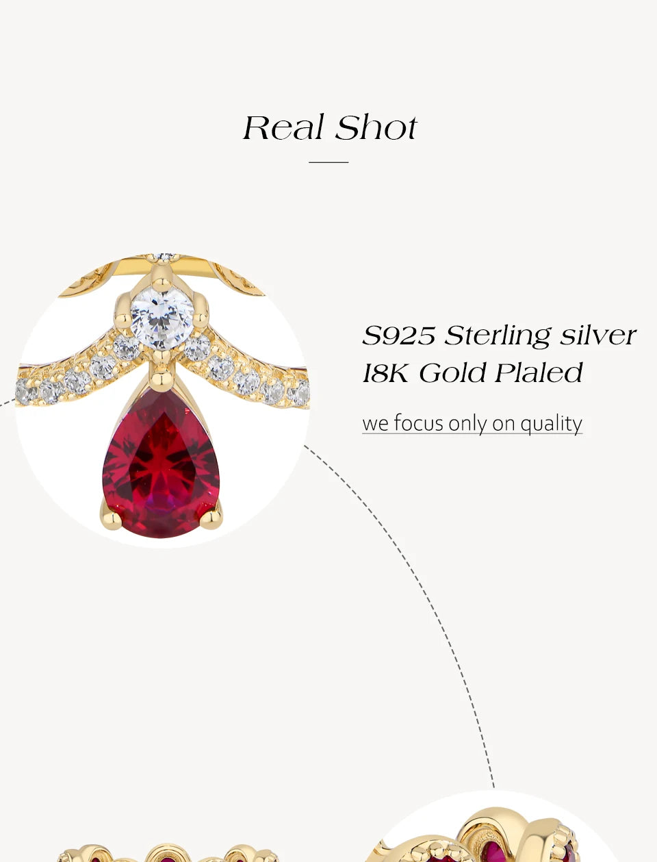 Lab Ruby Crown Ring with Zircon Halo | S925 Sterling Silver