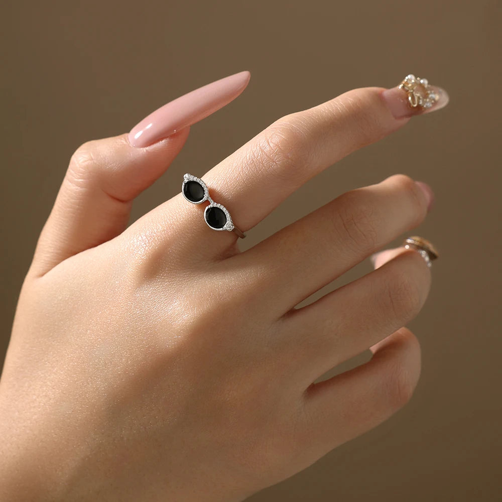 Moissanite Mini Glasses Ring - 925 Sterling Silver