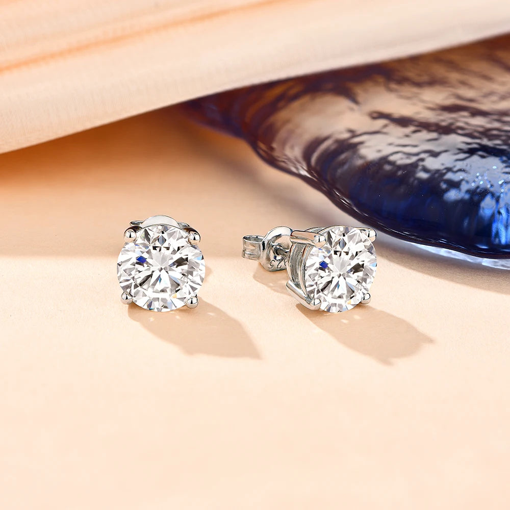 Moissanite Stud Earrings for Women – D Color VVS1 | Sterling Silver & Gold | ELYAZIA