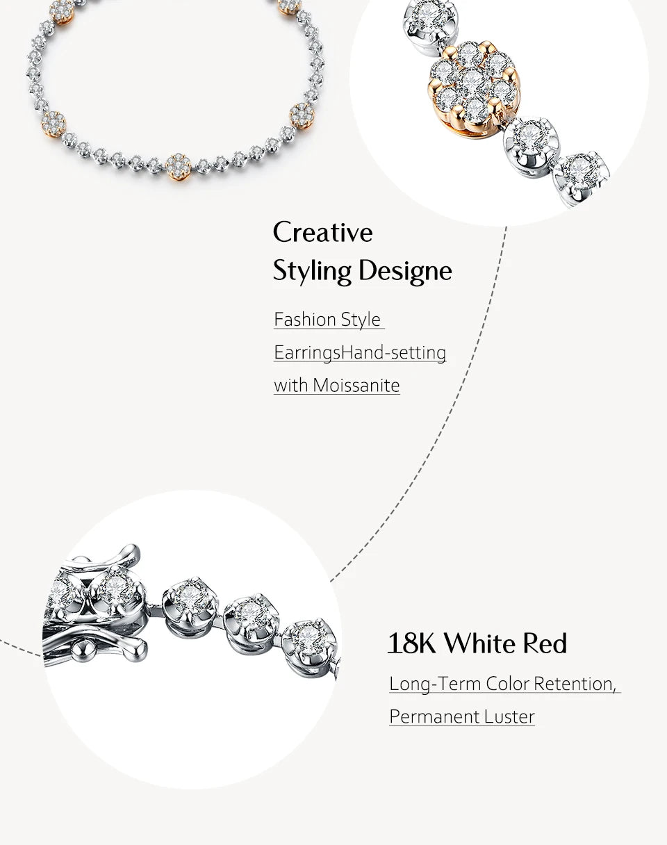 Jewelry with '18K White Red' text on a white background