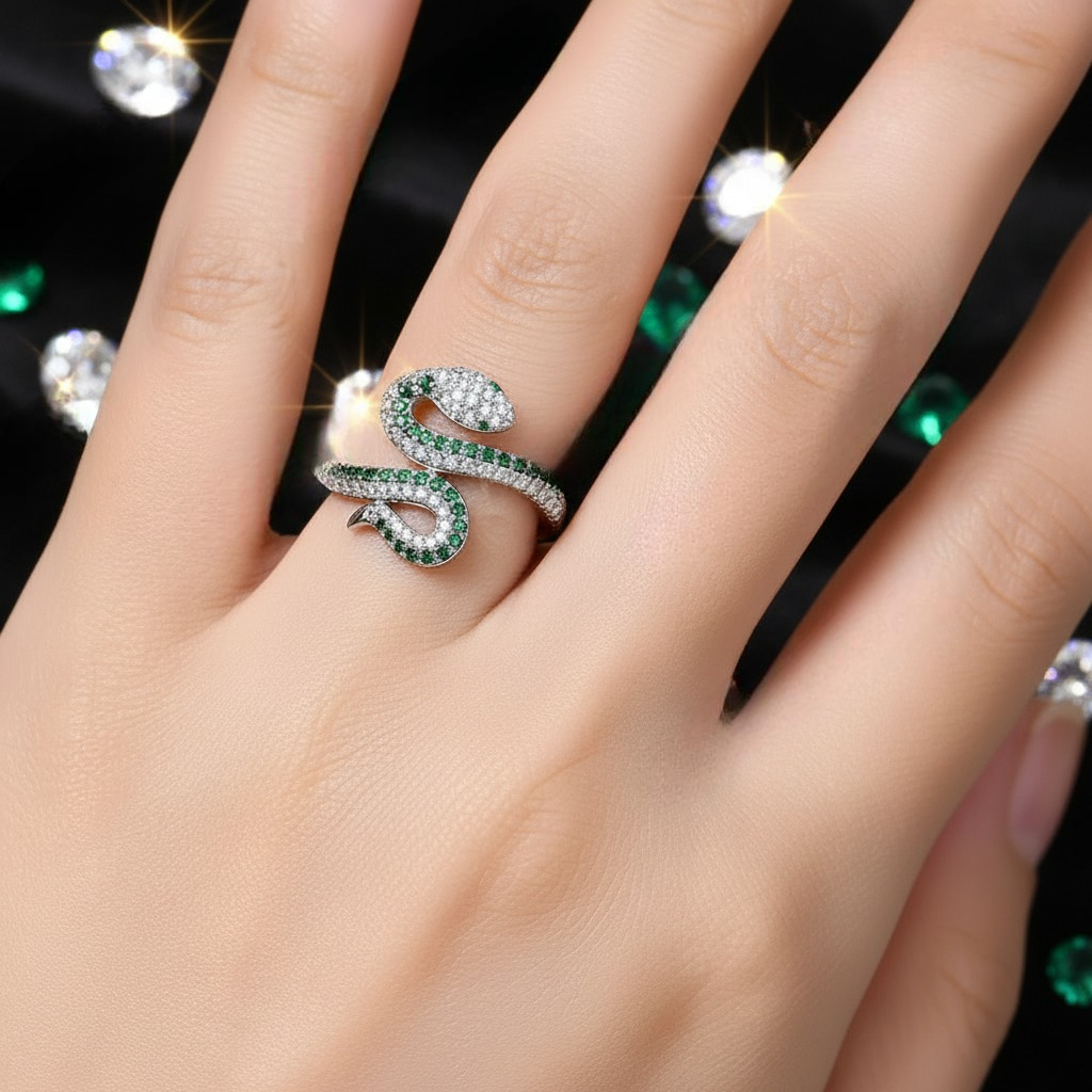 Snake-Shaped Moissanite Ring | D Color VVS1 | 925 Sterling Silver