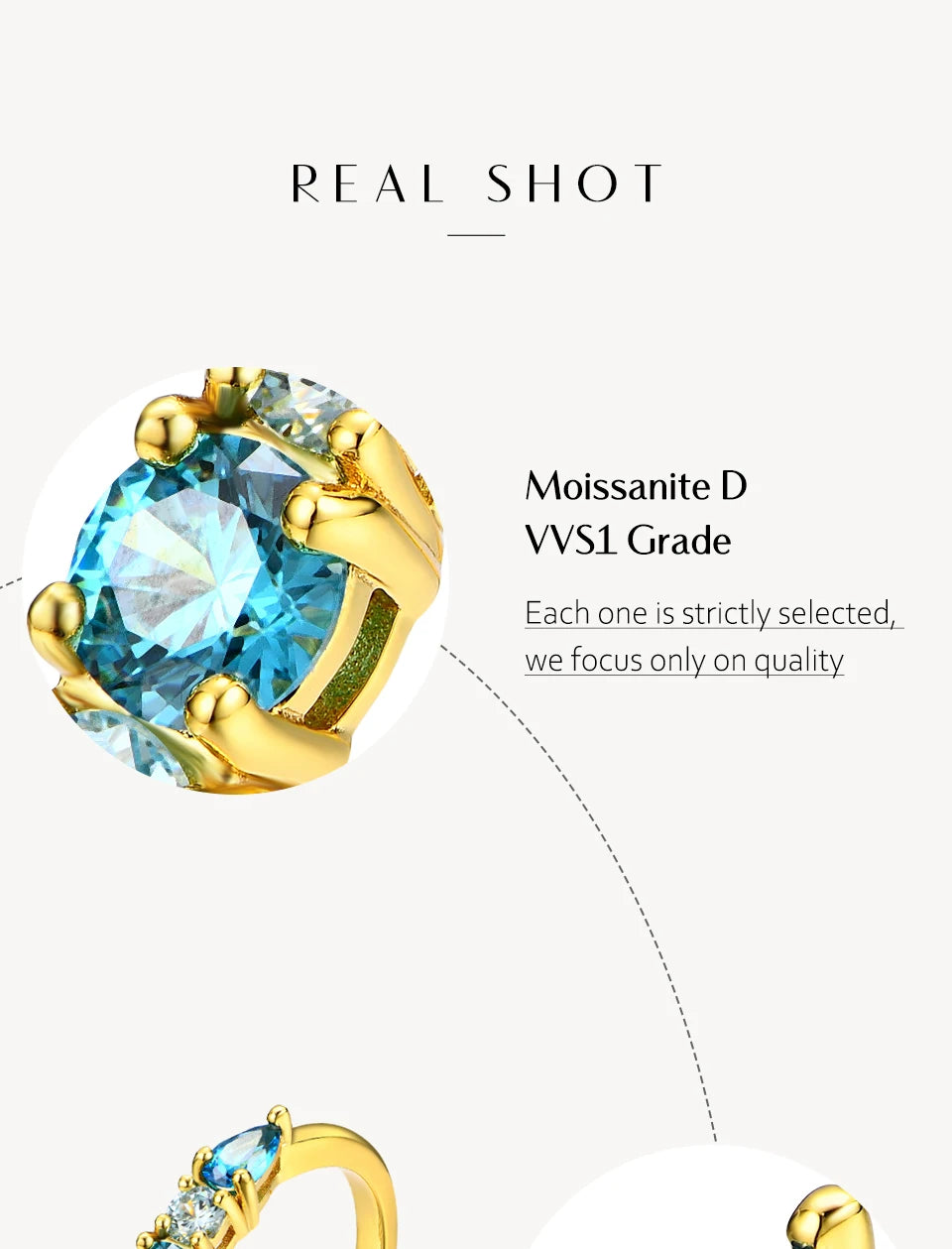 Gold ring with a blue gemstone on a white background