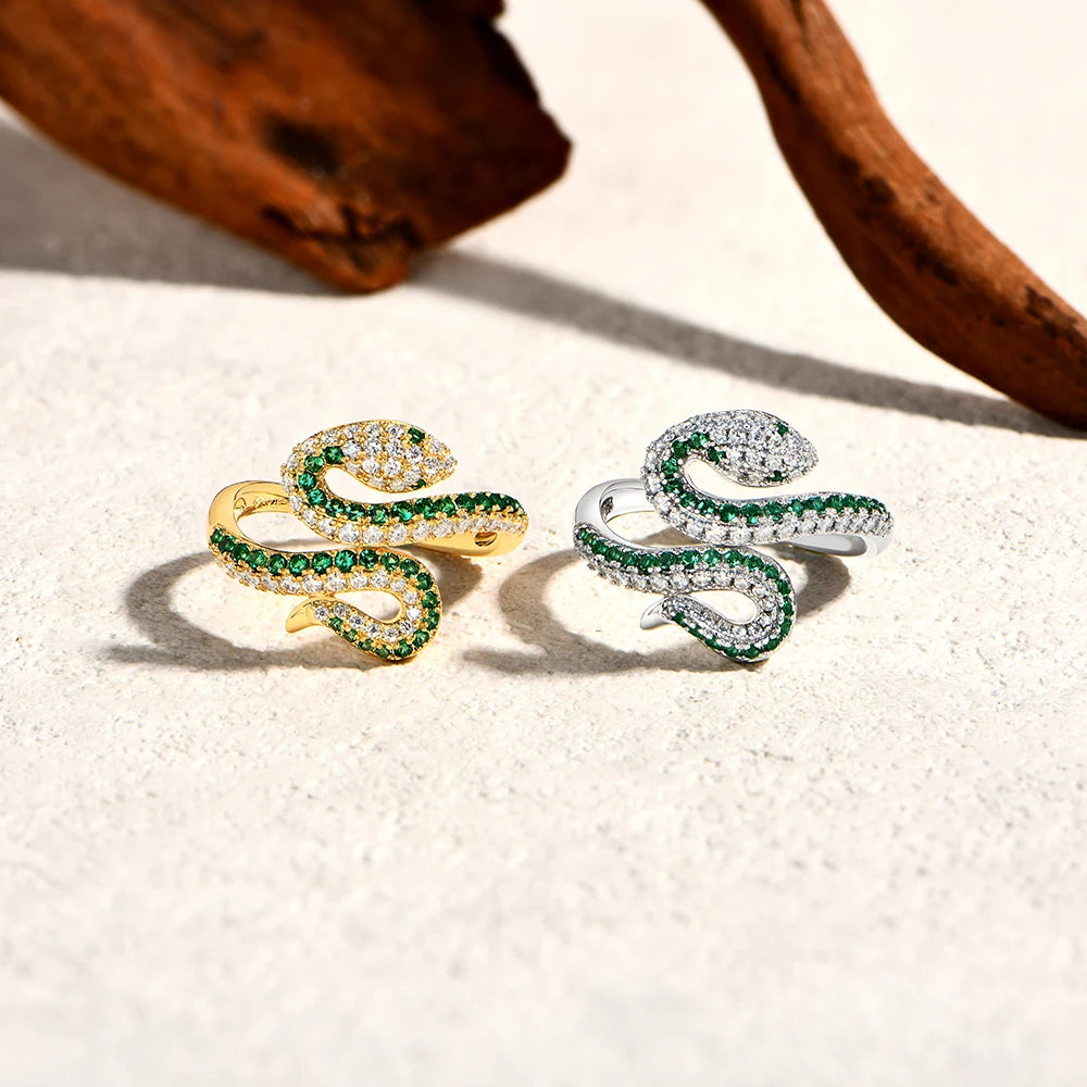 Snake-Shaped Moissanite Ring | D Color VVS1 | 925 Sterling Silver