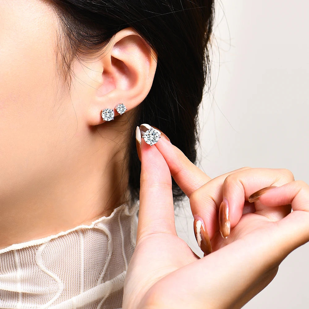 Moissanite Stud Earrings for Women – D Color VVS1 | Sterling Silver & Gold | ELYAZIA