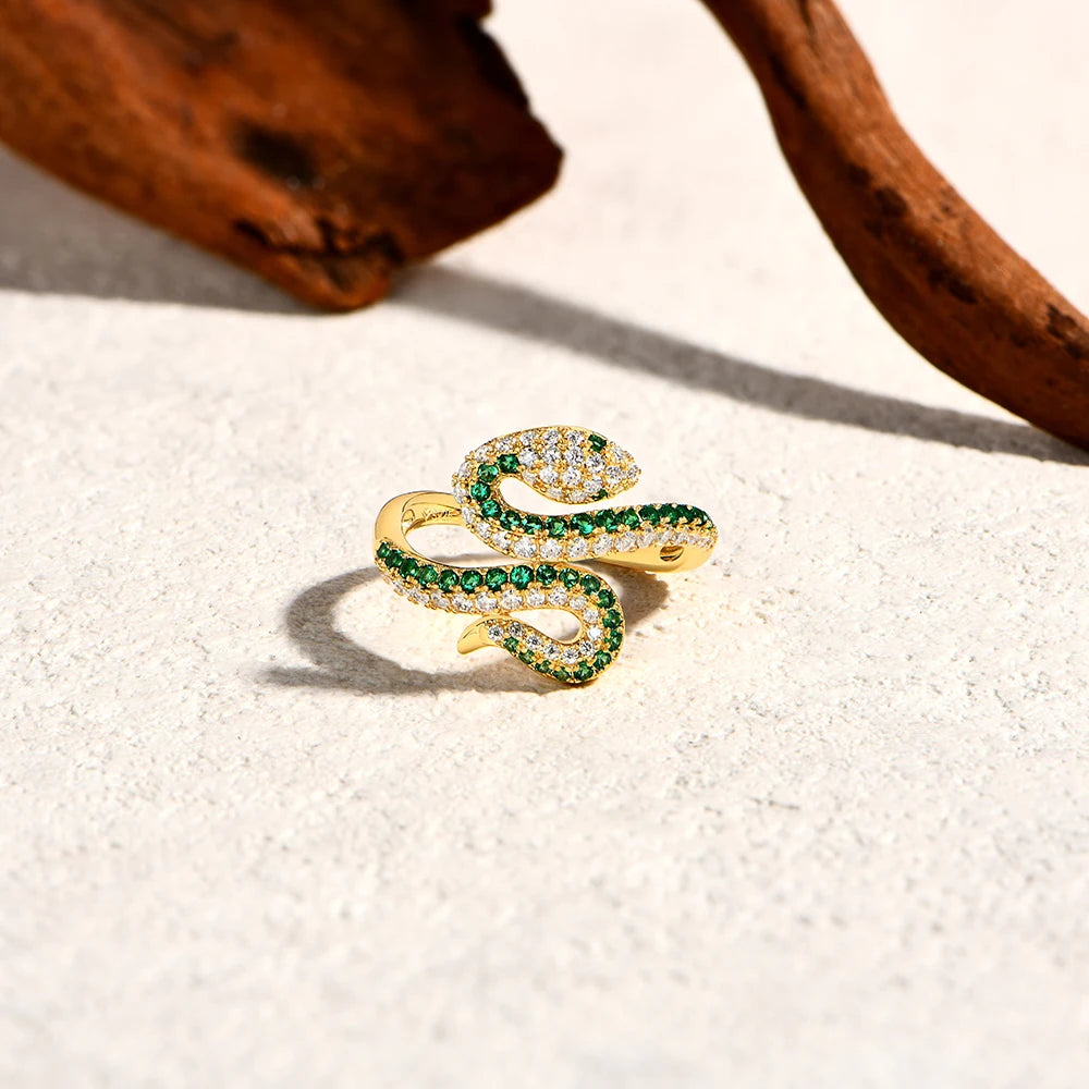 Snake-Shaped Moissanite Ring | D Color VVS1 | 925 Sterling Silver