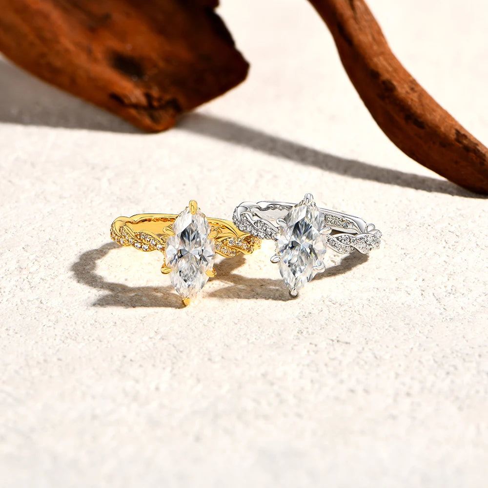 Marquise Cut Moissanite Engagement Ring | 3.0CT D Color VVS1 | 925 Sterling Silver